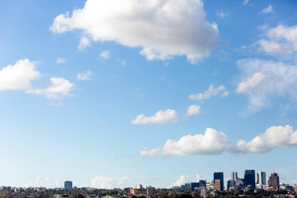 istock City skyline with office buildings, sky background with copy space 1263230826