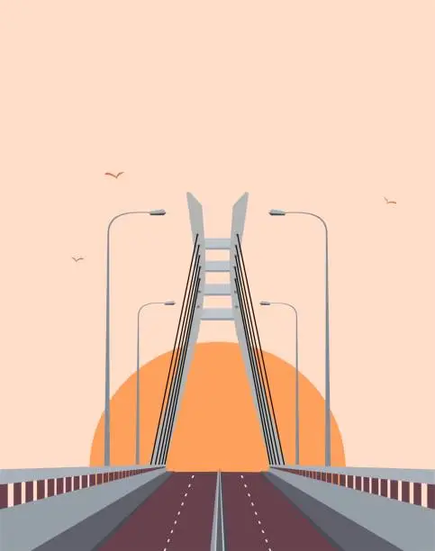 Vector illustration of Light Bridge, Lagos, Nigeria.