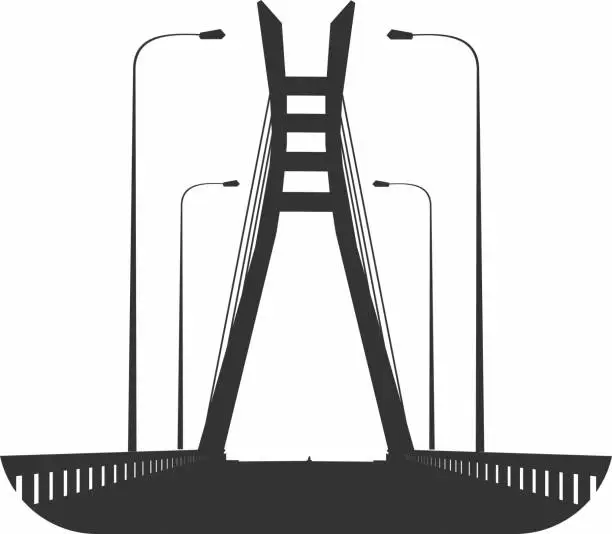 Vector illustration of Bridge icon - Lekki Bridge, Laos, Nigeria.