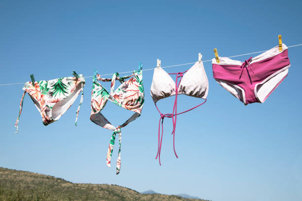istock Swimsuits hanging on a line to dry 1263241263