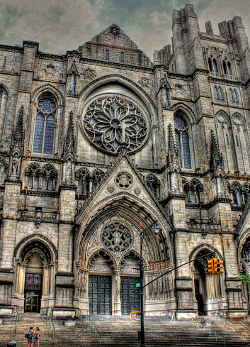 Located in uptown New York city, is the beautiful and historic cathedral of St. John the Divine. The architecture outside and inside is breathtaking. This is a HDR image.