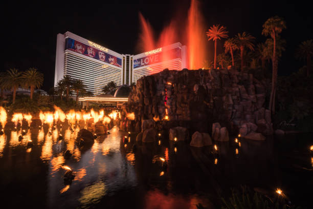 Las Vegas, UV, USA- October 9, 2011: Las Vegas is the entertainment capital in the world, it attracts millions tourists from all continentals. Here is the light show at night in Las Vegas.