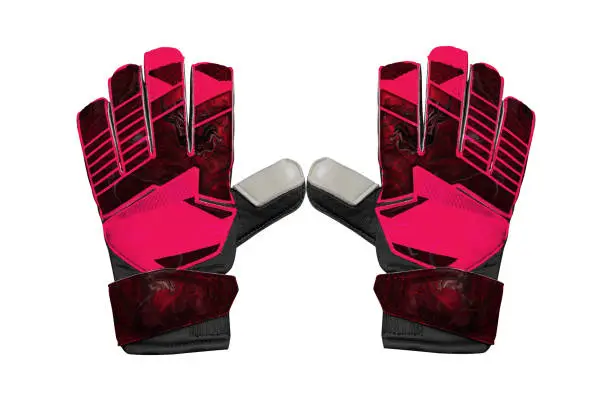 Pink and black goalkeeper glove isolated on white background.