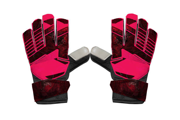 розовый и черный вратарь перчатку изолированы на белом. - glove leather black isolated стоковые фото и изображения