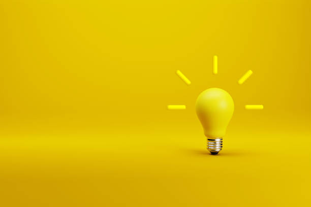 istock 3d Illustration Yellow Background and Yellow Bulb 1263278090
