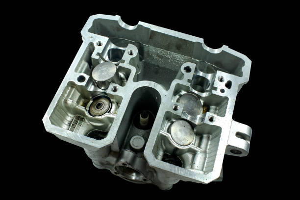 istock Old motorcycle spare parts on a black background 1263285800