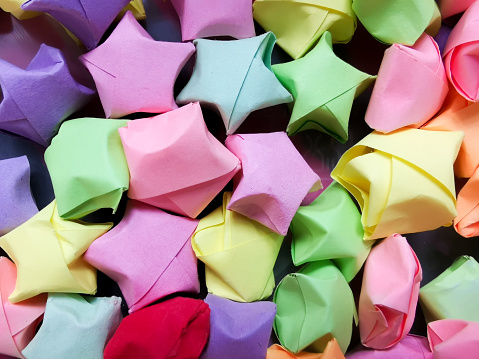 Group of colorful stars made of sticky note