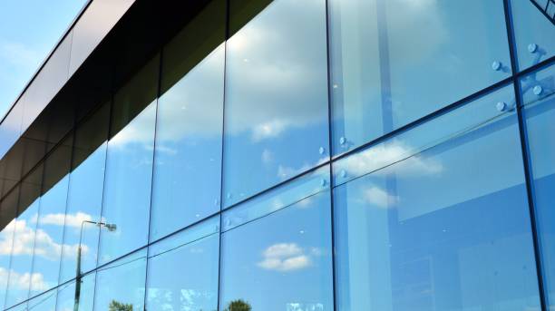 istock Facade texture of a glass mirrored office building. 1263299734