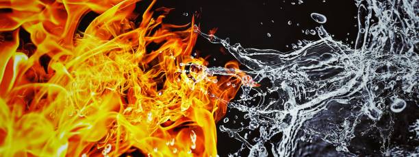 istock 3D Illustration of Abstract Flames and Water Colliding 1263300857