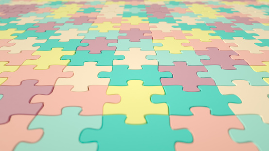 3d rendering of Puzzle, Jigsaw Puzzle, Solution, Business, Teamwork, Banner, Background.