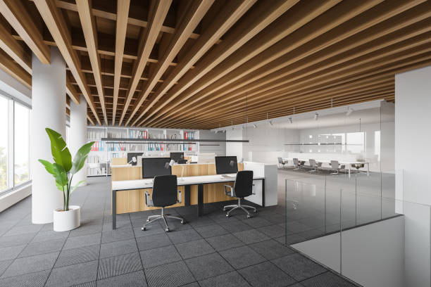 istock Loft open space office corner with meeting room 1263309699