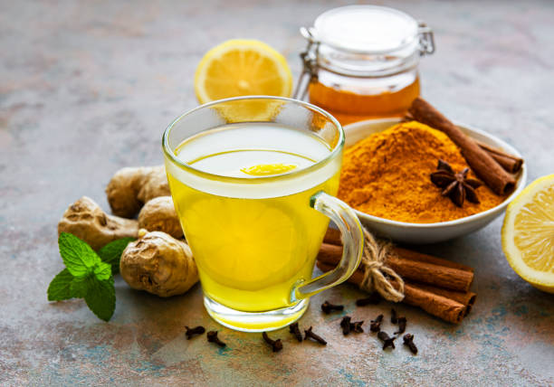 energy drink with turmeric - herbal tea imagens e fotografias de stock