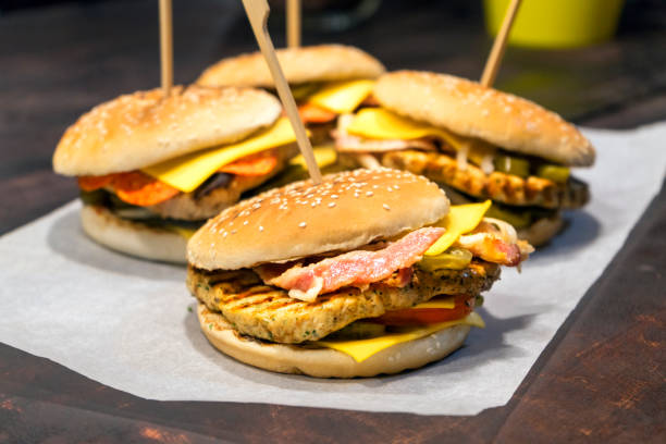 istock Four burgers with turkey and bacon 1263311968