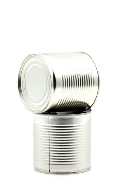 Unprinted tin can Galvanized tin can for food canning. Selective focus with shallow depth of field. unprinted stock pictures, royalty-free photos & images