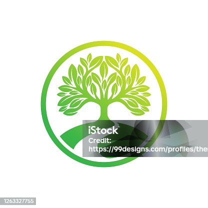 istock Tree Logo design vector illustration. Abstract Tree Logo vector in creative design concept for nature, agriculture and farm business. Tree Logo, icon, sign and symbol vector design illustration. 1263327755