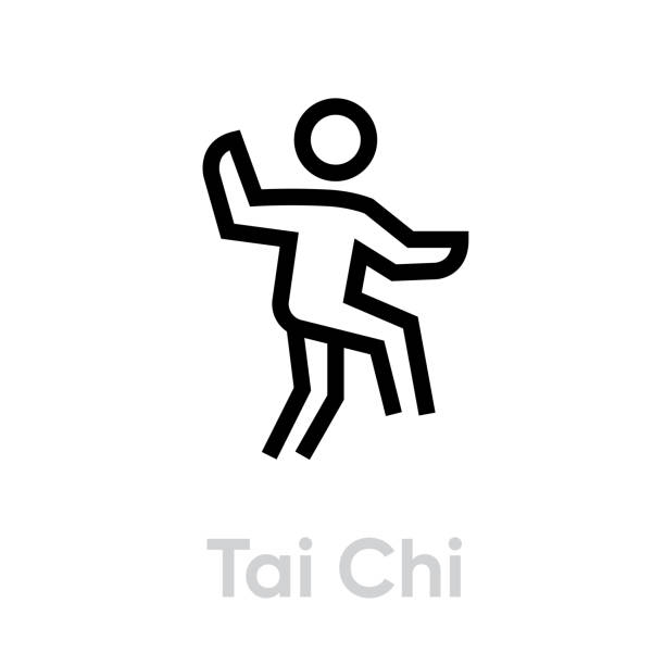 tai chi sport-ikone - chi energy stock-grafiken, -clipart, -cartoons und -symbole