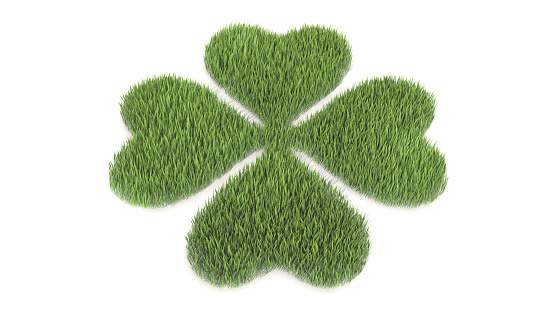 Grass forming Clover shape. St. Patrick's day. 3D rendering.