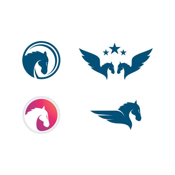 Pegasus illustration Pegasus illustration vector design template pony wings stock illustrations