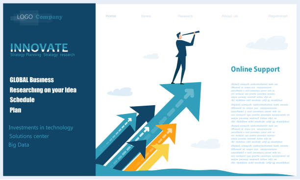 istock Flat design website or app page template. Financial services, banking, strategic planning, development, business solutions, consulting, market research, teamwork, data analyse, support, security 1263345676
