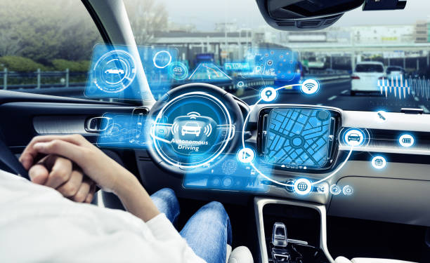 Cockpit of driverless vehicle. Autonomous car. Advanced transportation. Cockpit of driverless vehicle. Autonomous car. Advanced transportation. global positioning system photos stock pictures, royalty-free photos & images