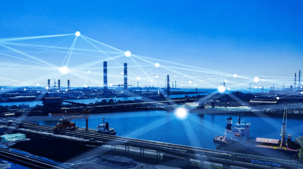 istock Industrial technology concept. Communication network. INDUSTRY 4.0. Factory automation. 1263350241