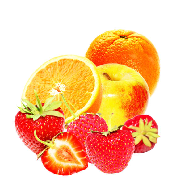 istock Strawberry and orange and apple  isolated. 1263350499