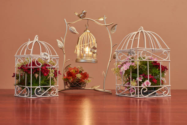 istock Bird cage flower arrangement vintage wedding decorations 1263350717