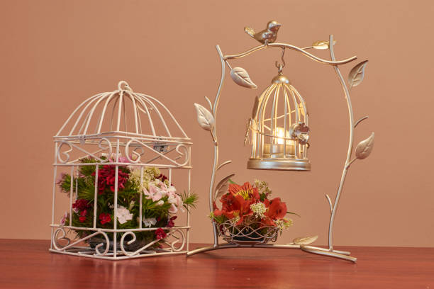 istock Bird cage flower arrangement vintage wedding decorations 1263350775