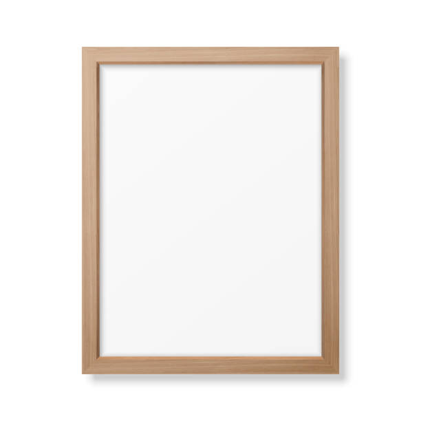 istock Vector 3d Realistic A4 Brown Wooden Simple Modern Frame Icon Closeup Isolated on White. It can be used for presentations. Design Template for Mockup, Front View 1263353354