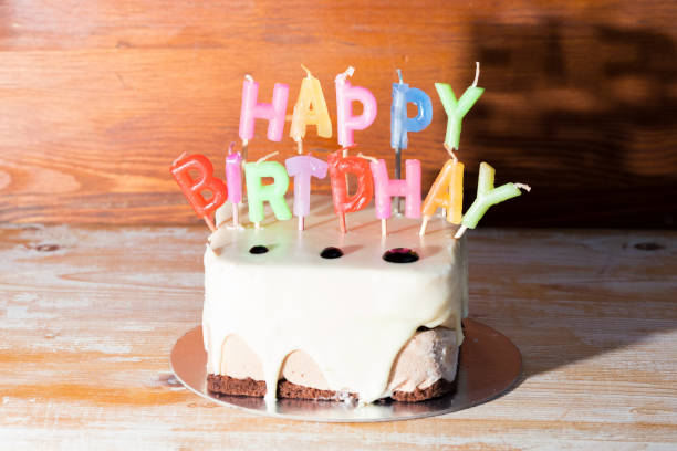 istock birthday cake with candles on table 1263357242