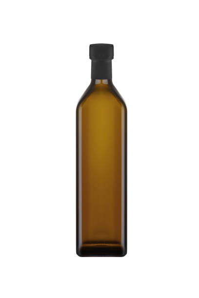 istock Brown glass bottle without isolated label on white background 1263359722