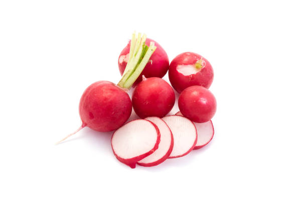 istock Radishes isolated on white background 1263367482