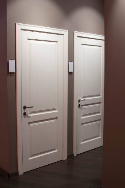 istock concept of the unknown hidden behind doors, when given a choice at the fork of life. example of interior doors at the exhibition store 1263373656