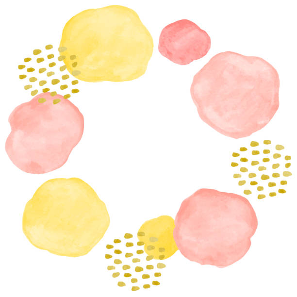 水彩画デザイン素材ピンクとイエローフローラルフレーム - 黄色 イラスト点のイラスト素材／クリップアート素材／マンガ素材／アイコン素材