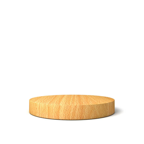 istock Blank wood pedestal isolated on white background with shadow 1263379679