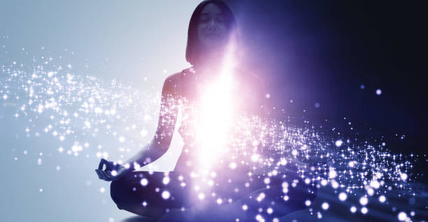 Mindfulness meditation concept. Meditating young woman. Yoga. Concentration.
