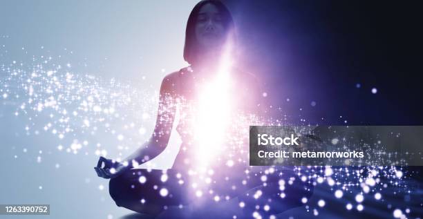 Mindfulness Meditation Concept Meditating Young Woman Yoga Concentration Stock Photo - Download Image Now