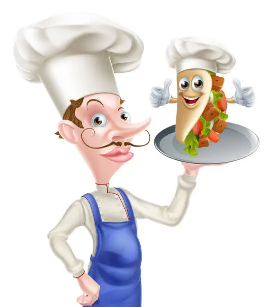Vector illustration of Kebab Mascot Cartoon Chef