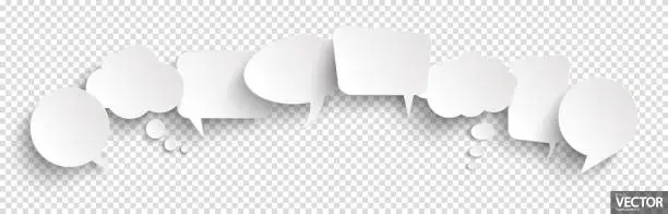 Vector illustration of sticker speech bubbles with shadow