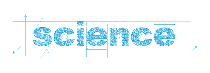Science Text Design Ribbon Science Blue Draft Text Typography Banner Stock Illustration - Download ...