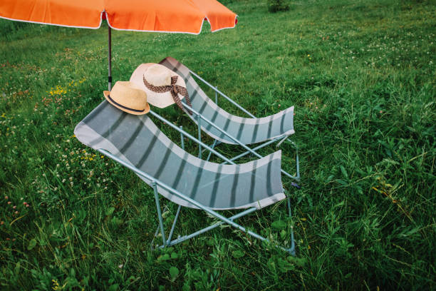 relaxing in chair on a mountain