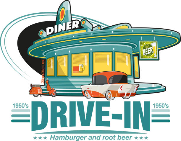 ダイナーでドライブ - drive in restaurant点のイラスト素材／クリップアート素材／マンガ素材／アイコン素材