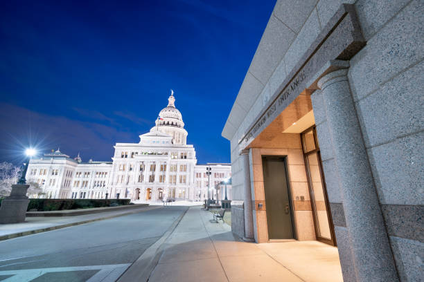 Austin, Texas, USA at the Texas State Capitol at night.