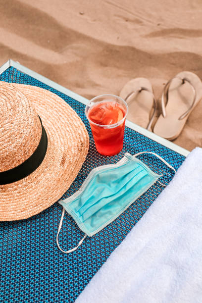 istock Beach Day Drink with Covid-19 Corona Face Mask 1263405666