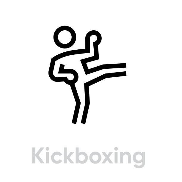 illustrations, cliparts, dessins animés et icônes de illustration vectorielle d’icône de kickboxing - boxing fist knocking punch