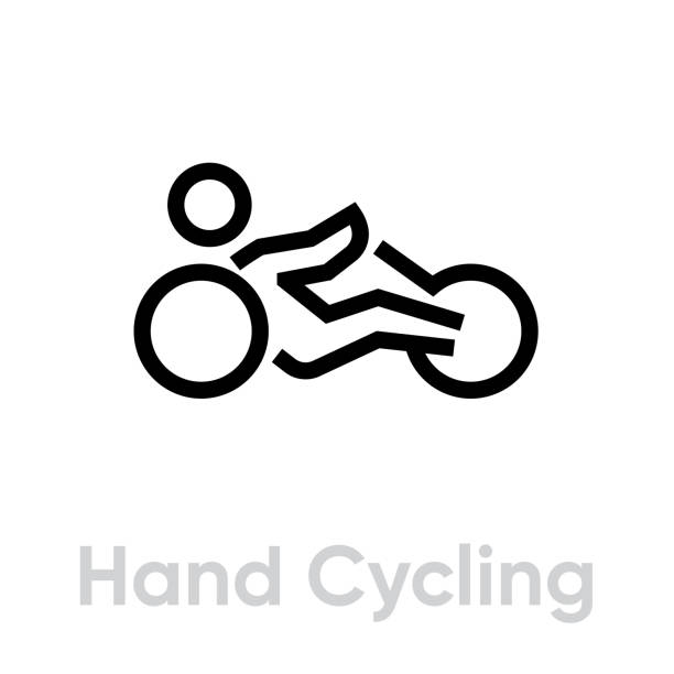 значок активности ручной велоспорта - physical impairment athlete sports race wheelchair stock illustrations