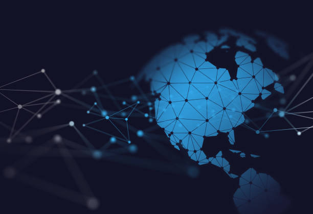 istock Pan Americas Geometric Network World Map Globe Polygon Graphic Background 1263416107