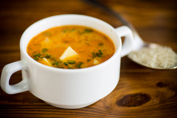 istock vegetarian tomato rice soup in a plate 1263418120