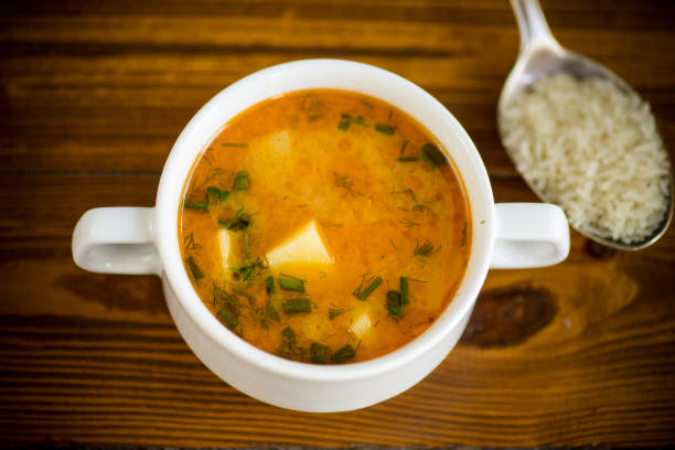 istock vegetarian tomato rice soup in a plate 1263418141