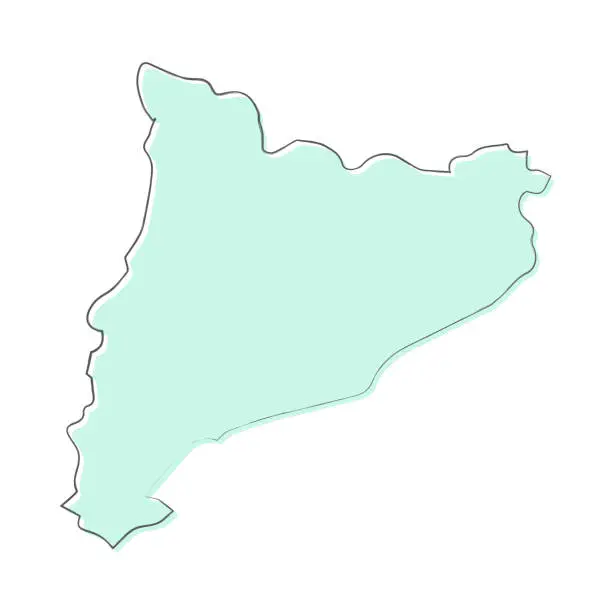 Vector illustration of Catalonia map hand drawn on white background - Trendy design